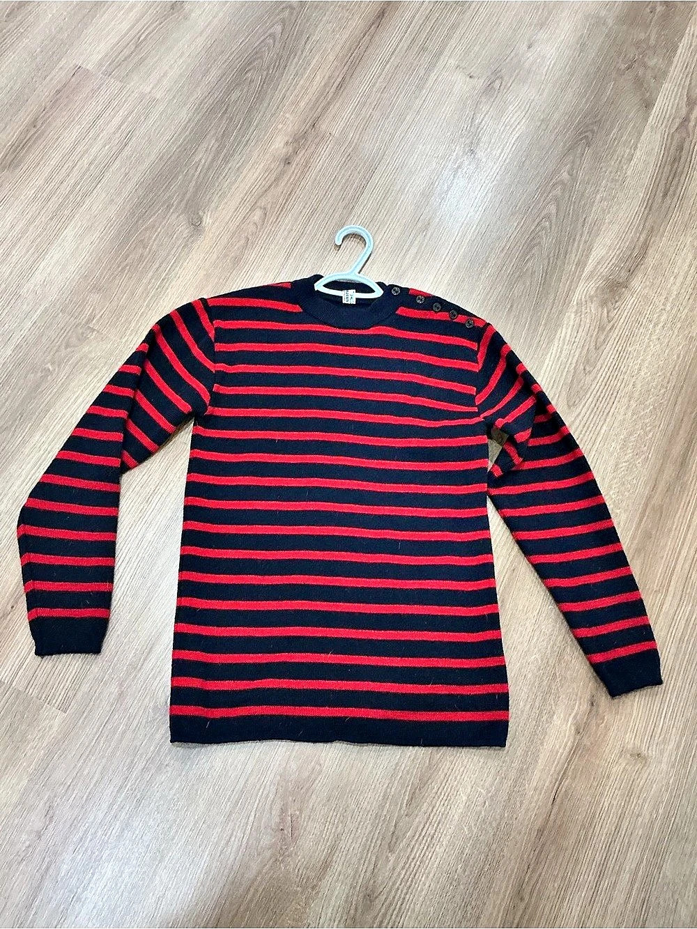 vintage Le Cormoran France Breton Sailor sweater red and navy size large made in